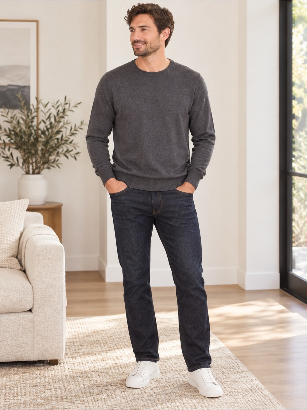 Banana Republic Men’s Merino Wool Crewneck Sweater Charcoal Gray L NWT